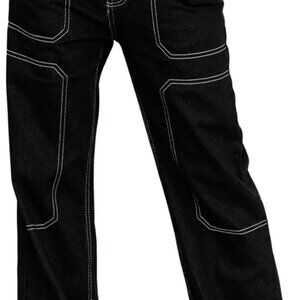 Elegant Women's Mid Waist Stretch Cargo Jeans - Wide Leg Casual Denim Pants